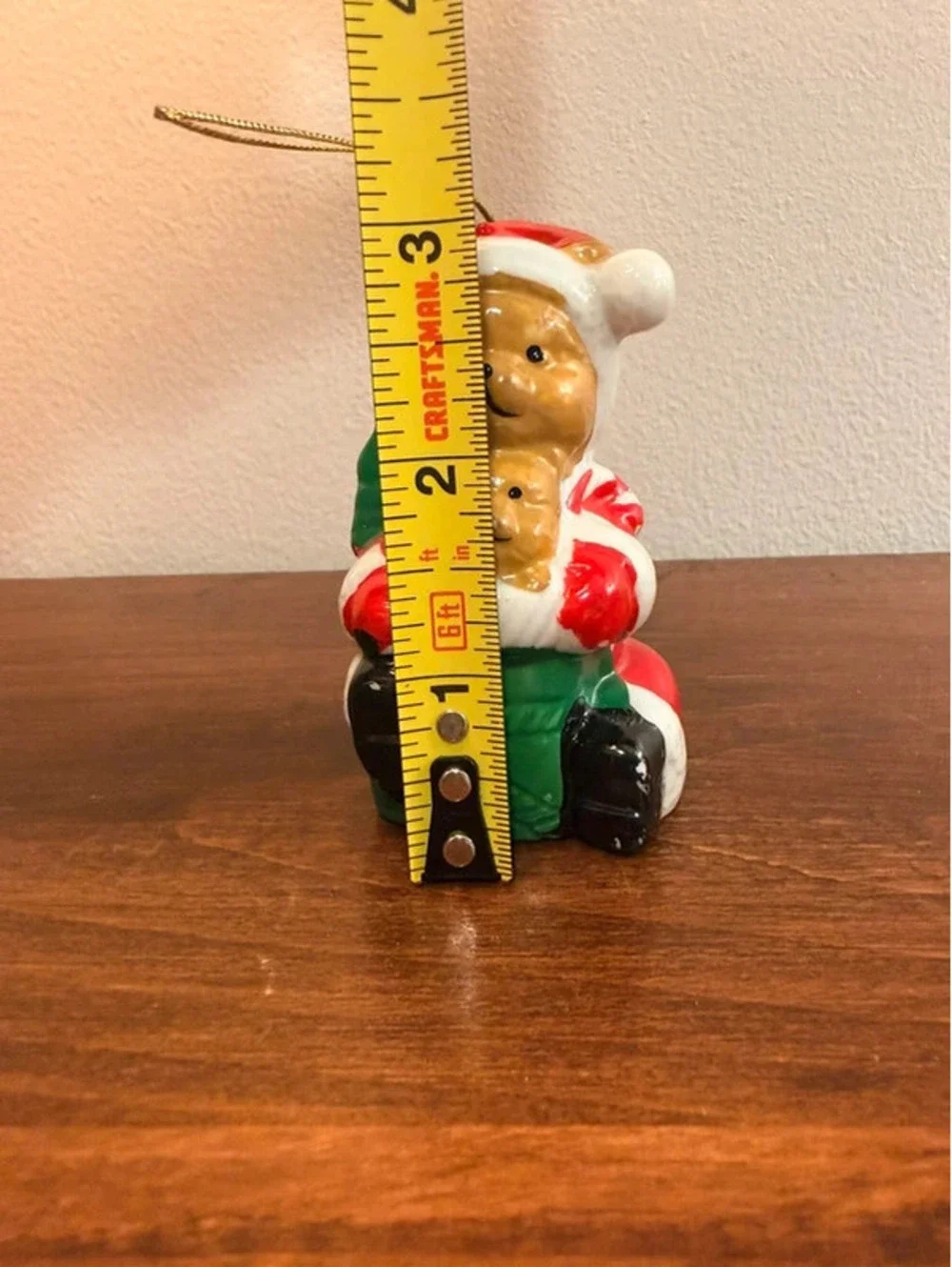 Vintage Santa Bear with Cub Ceramic Christmas Ornament 1991 Holiday Decor